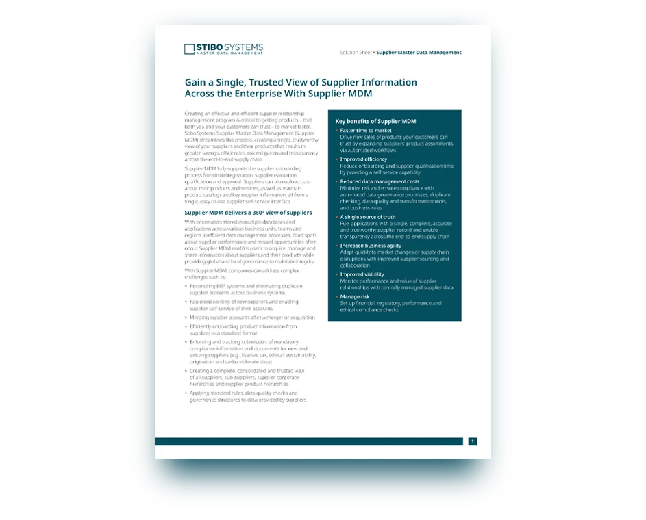 gain a single, trusted view of supplier information across the enterprise with supplier master data management