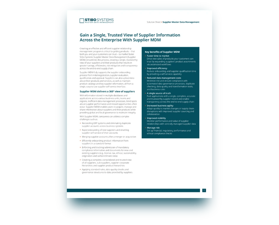 gain a single, trusted view of supplier information across the enterprise with supplier master data management