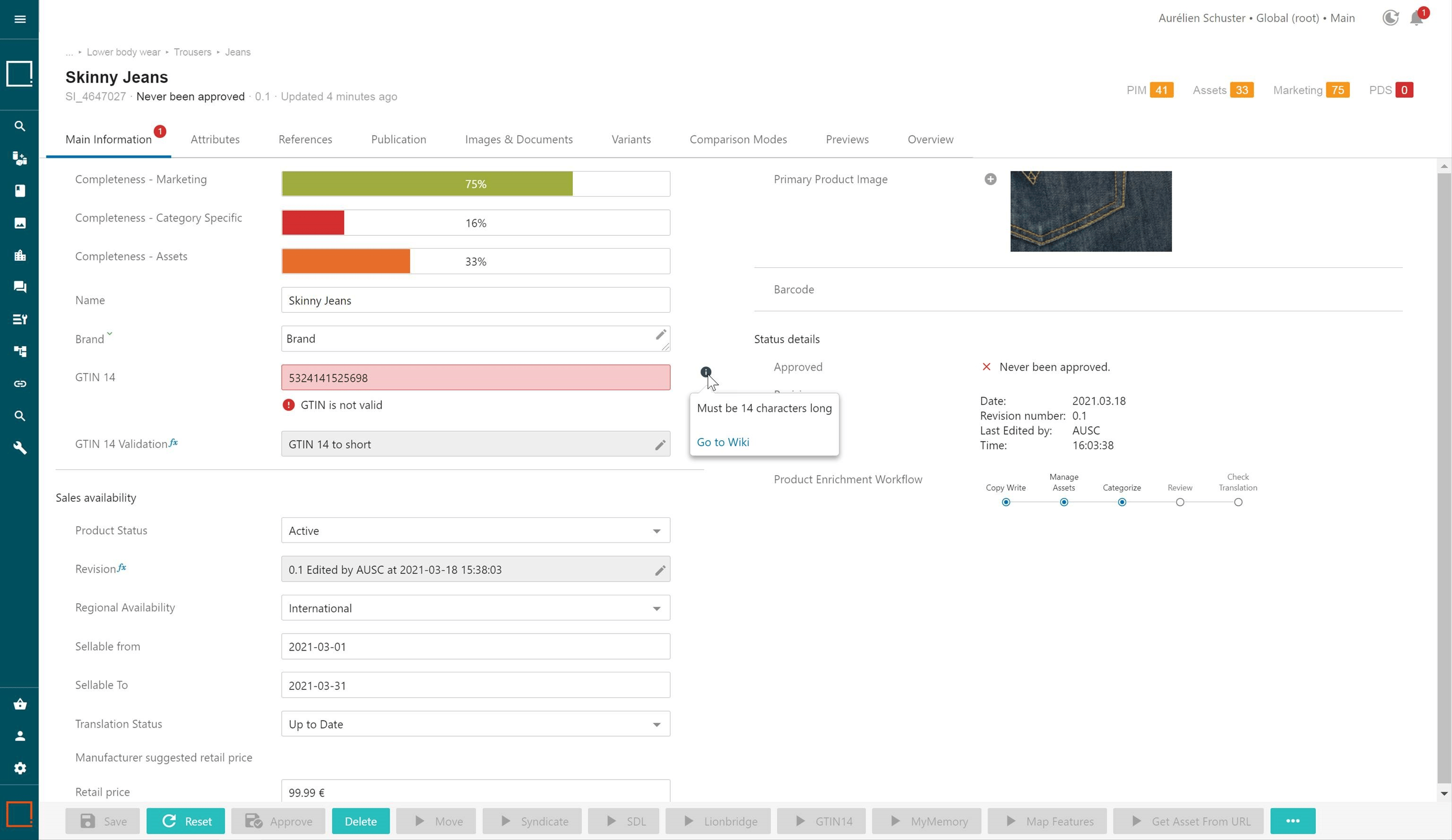 Product data governance accountability