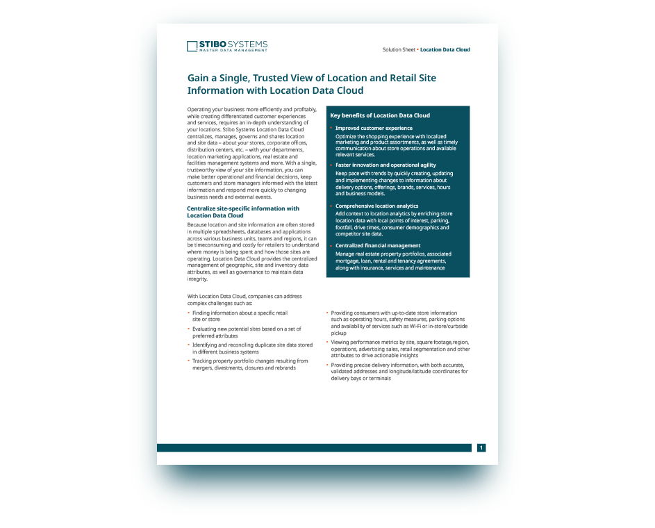Gain a single, trusted view of location and retail site information with Stibo Systems