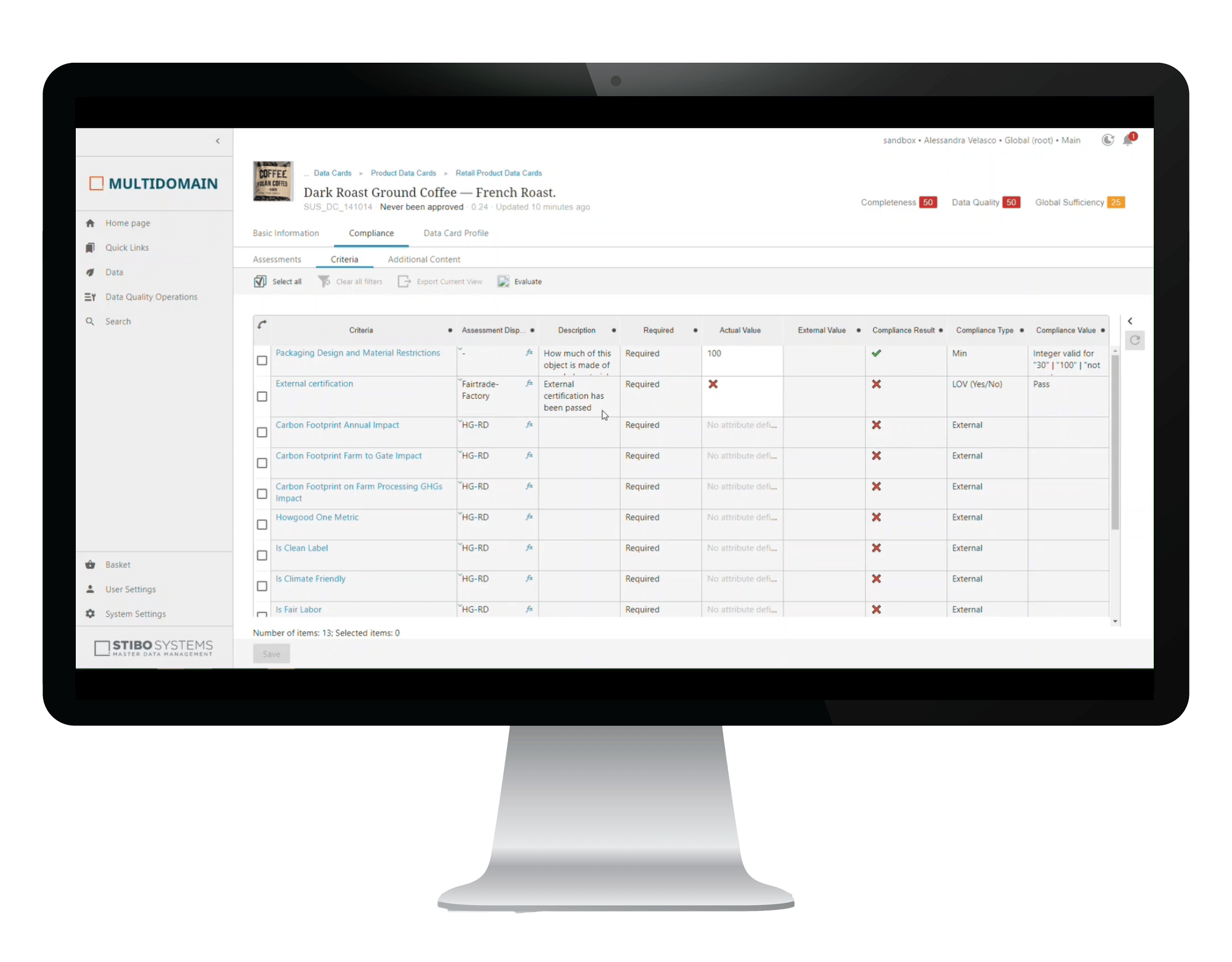 Compliance criteria