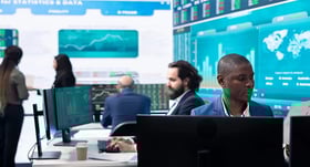 Finanzdienstleistungen - Financial services industry of a business analyst managing stocks