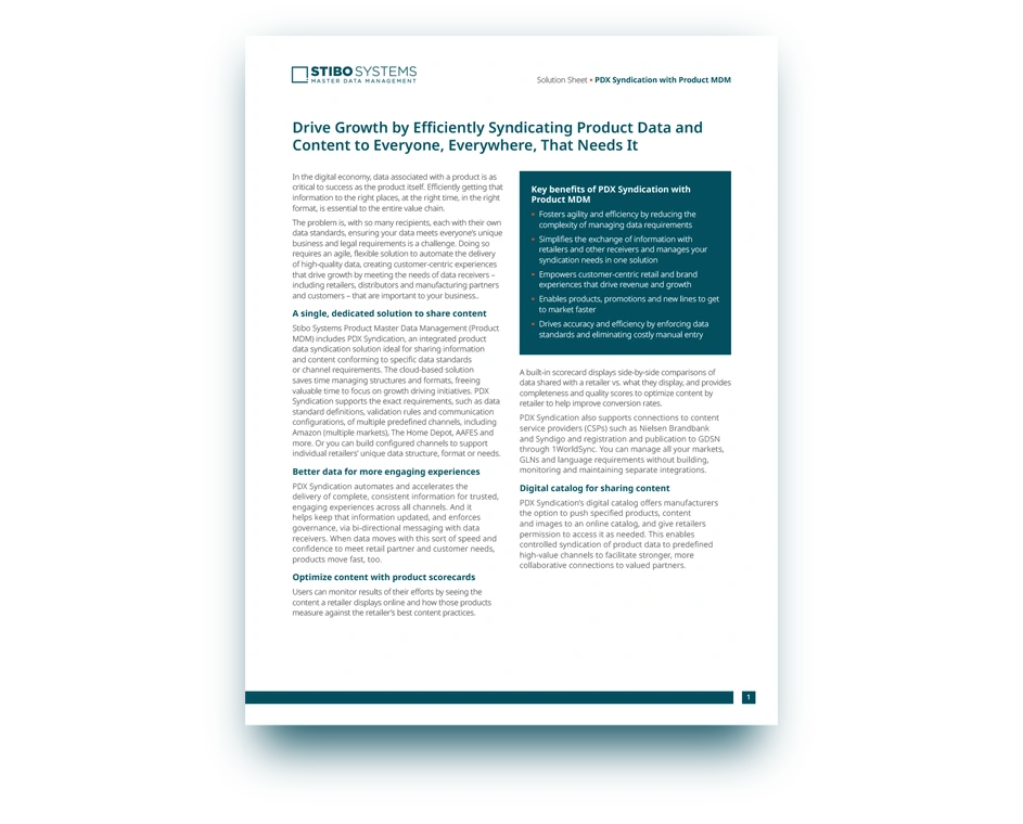 Data sharing and syndication with Stibo Systems PDX Syndication solution