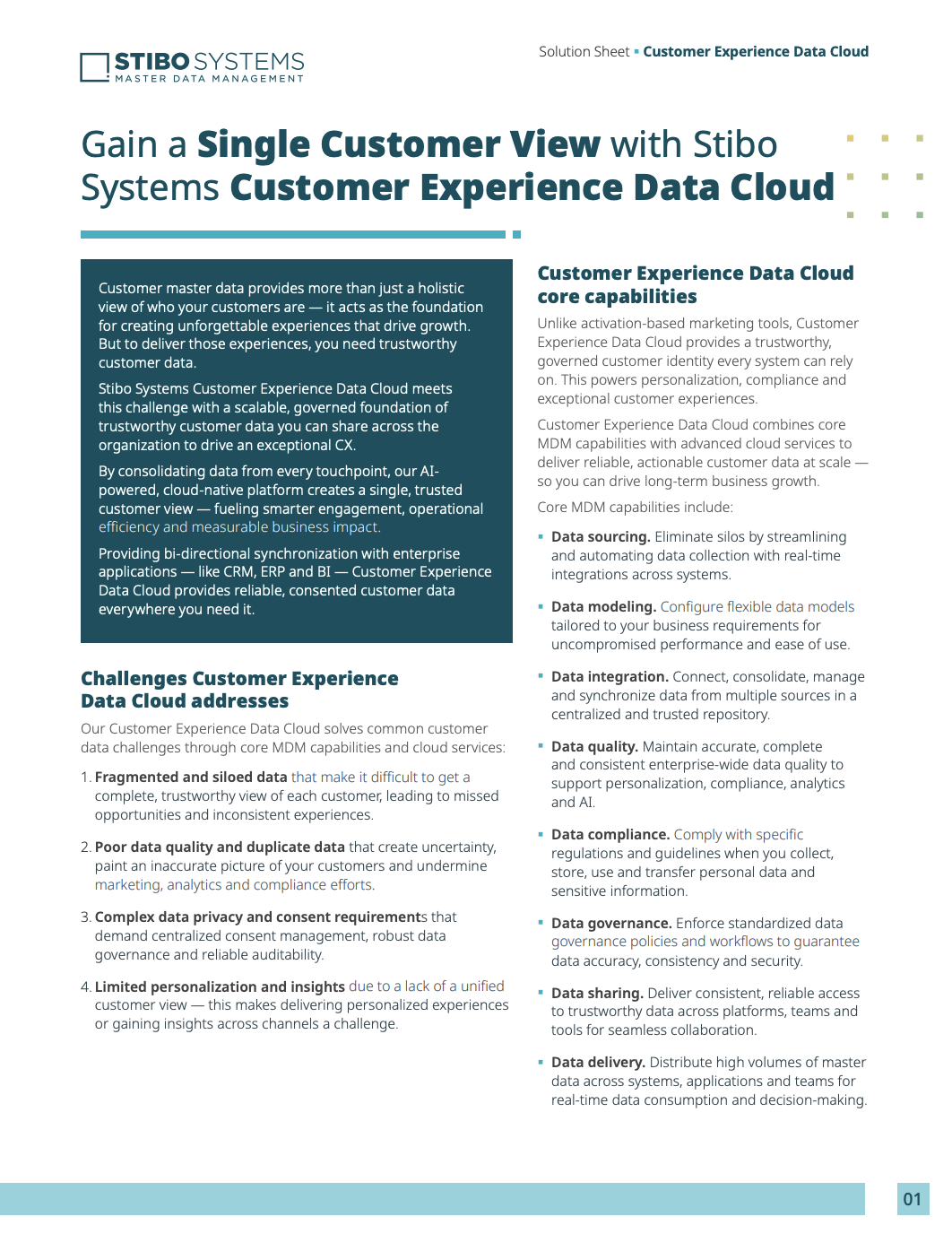Customer Experience Data Cloud solution sheet