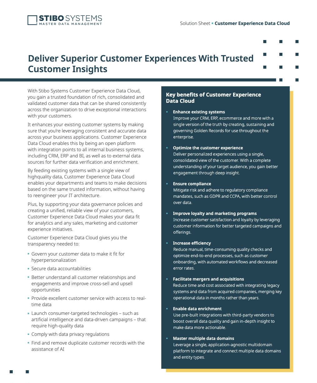 Ficha de la solución Customer Experience Data Cloud